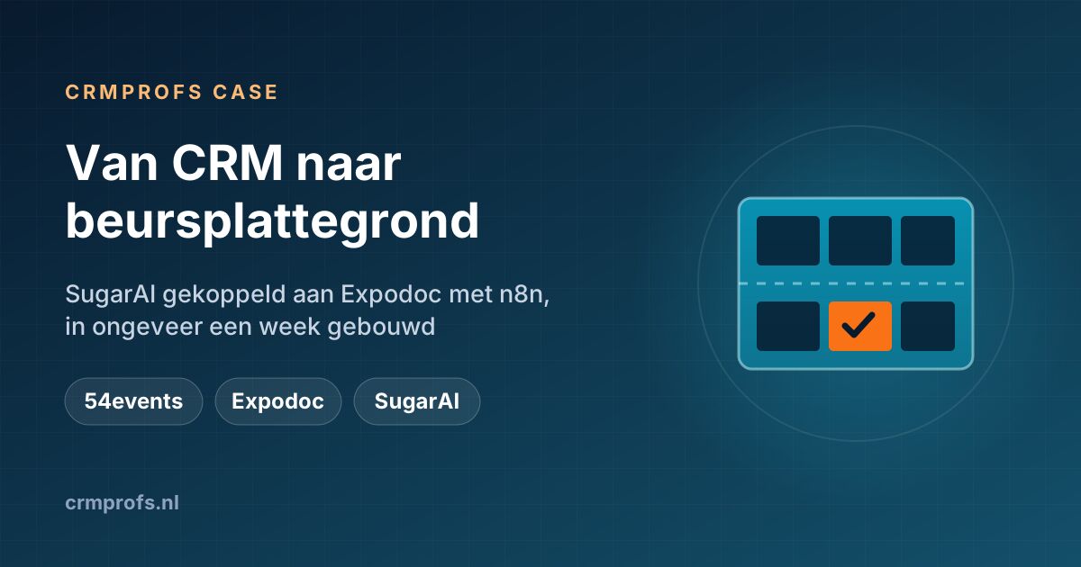 Van CRM naar beursplattegrond: SugarAI gekoppeld aan Expodoc met n8n
