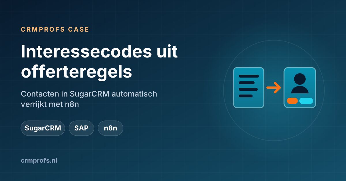 Interessecodes uit offerteregels: contacten in SugarCRM automatisch verrijkt met n8n